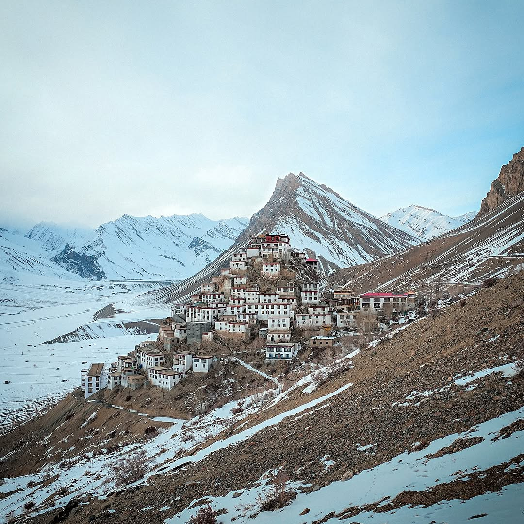 Key Monastery — a 1,000-year-old hilltop monastery above the Spiti River, the most iconic sight in the valley